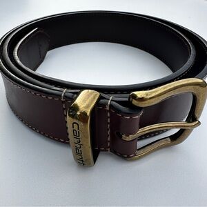 Carhartt Brown Leather Belt with Gold Buckle